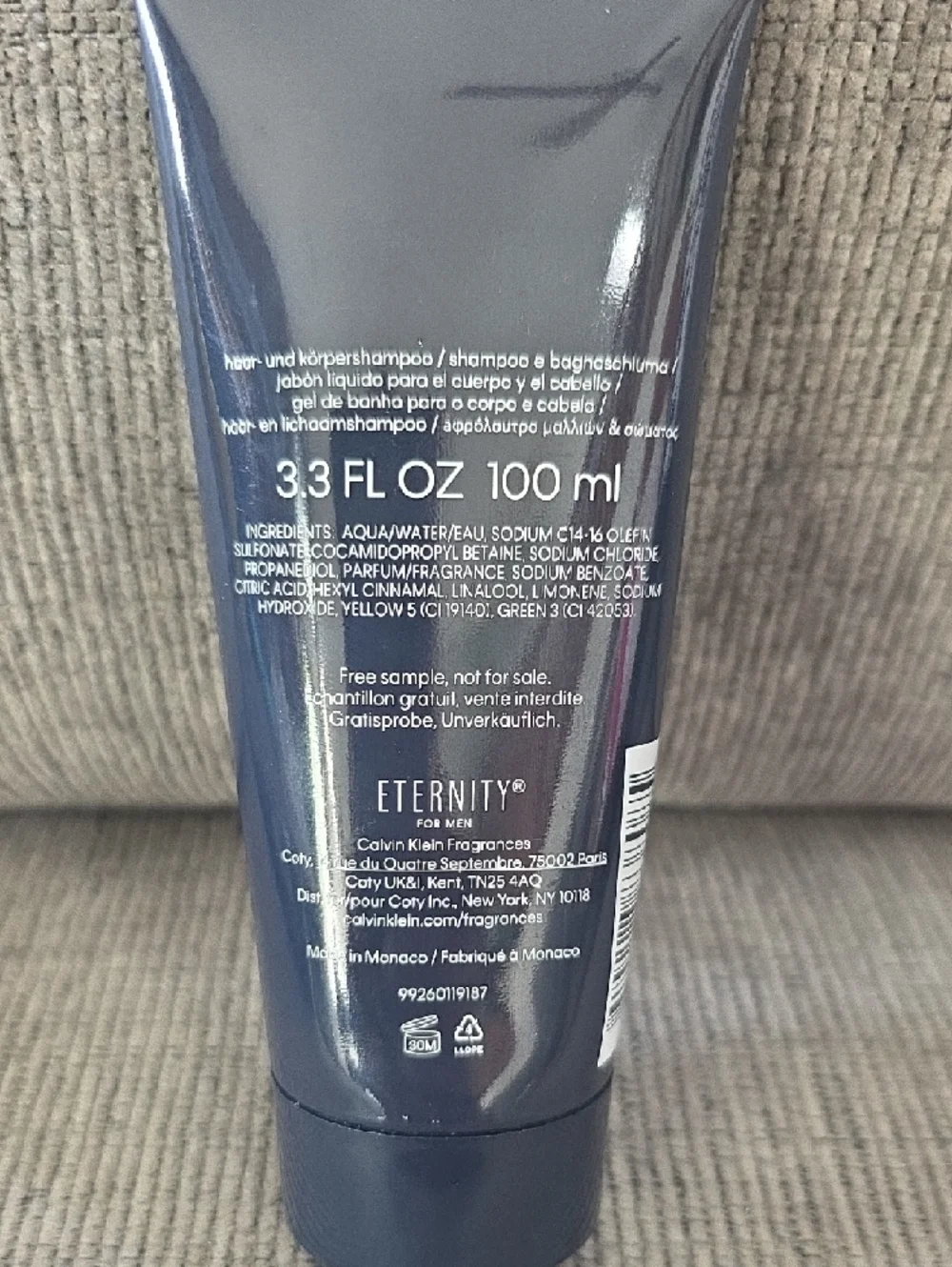 Calvin Klein Eternity for Men Hair & Body Wash, New, Two Tubes, 3.3oz. Each.